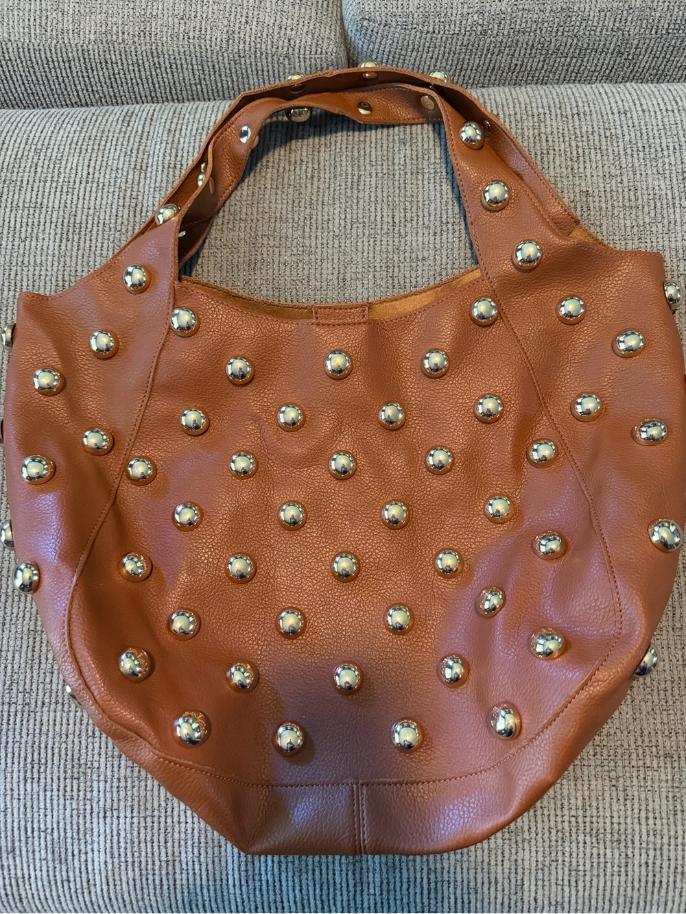 Altar'd State Tan Leather Studded Shoulder Bag